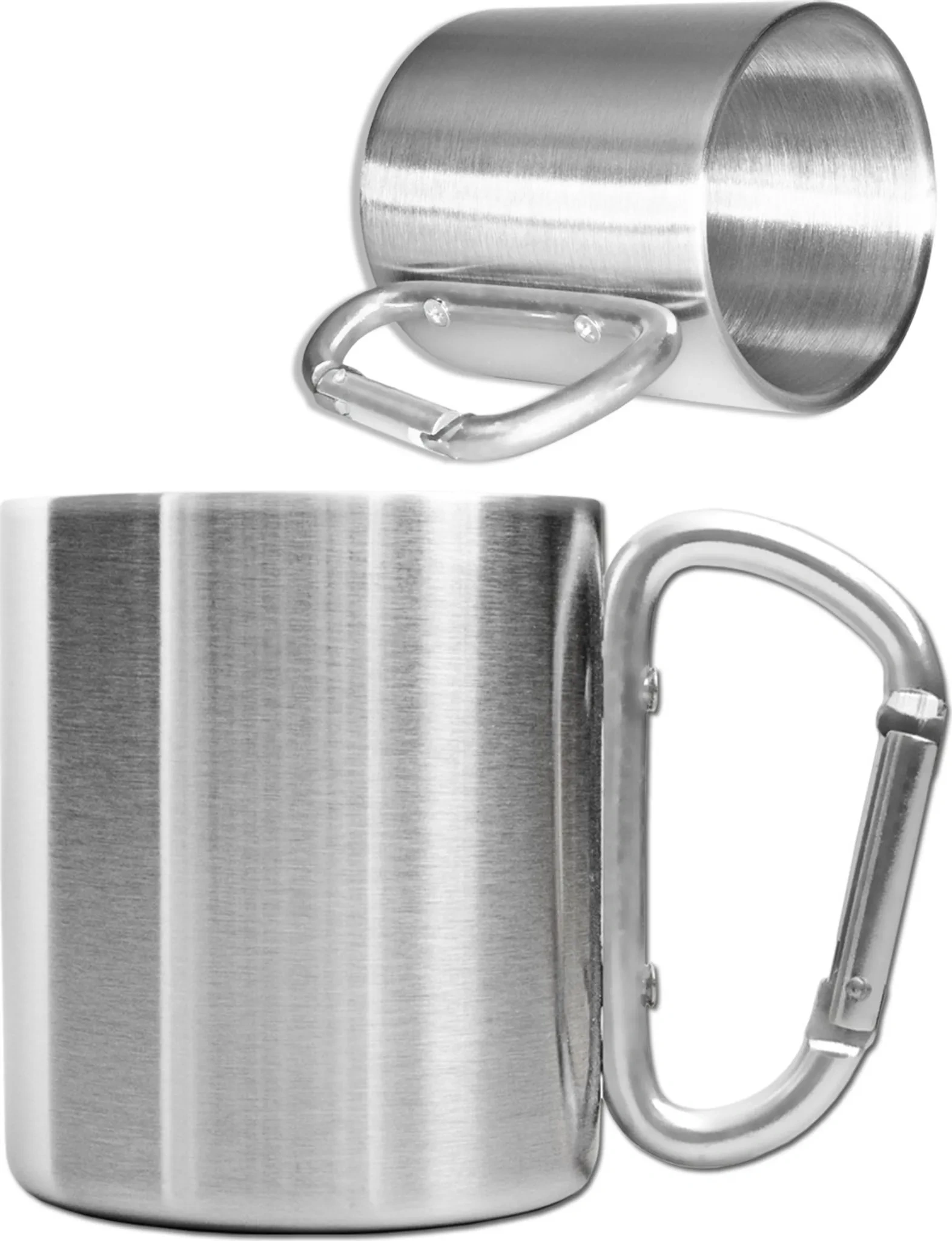 Outdoor Saxx® Camping-Tasse 250 ml mit Karabiner-Griff – Edelstahl, silber Outdoor Saxx® Camping-Tasse 250 ml mit Karabiner-Griff – Edelstahl, silber